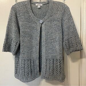 dress barn knitted cardigan Light Blue/Grey Sz L with 3/4 sleeves